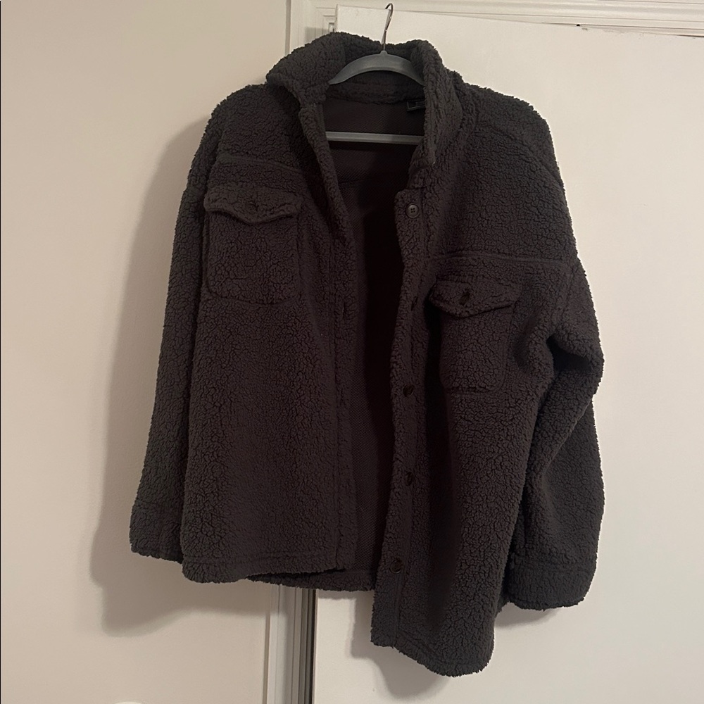 Cozy Dark Green Sherpa Jacket